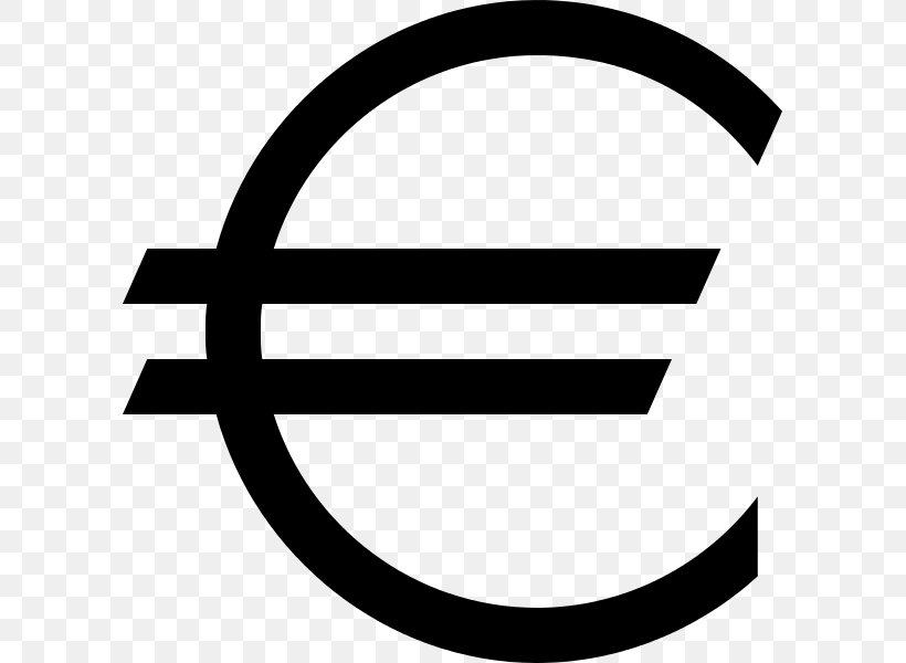 Euro Sign Currency Symbol Money, PNG, 597x600px, Euro Sign, Area, Black And White, Brand, Coin Download Free