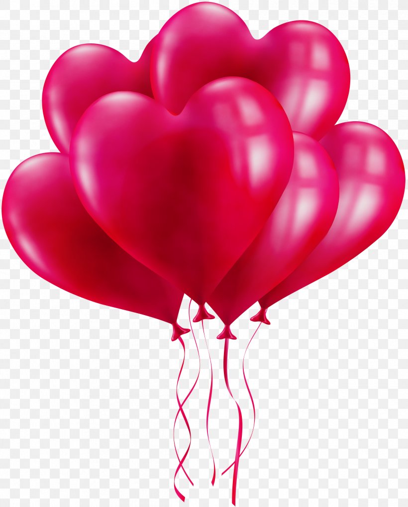 Valentine's Day, PNG, 2418x3000px, Watercolor, Balloon, Heart, Love, Magenta Download Free
