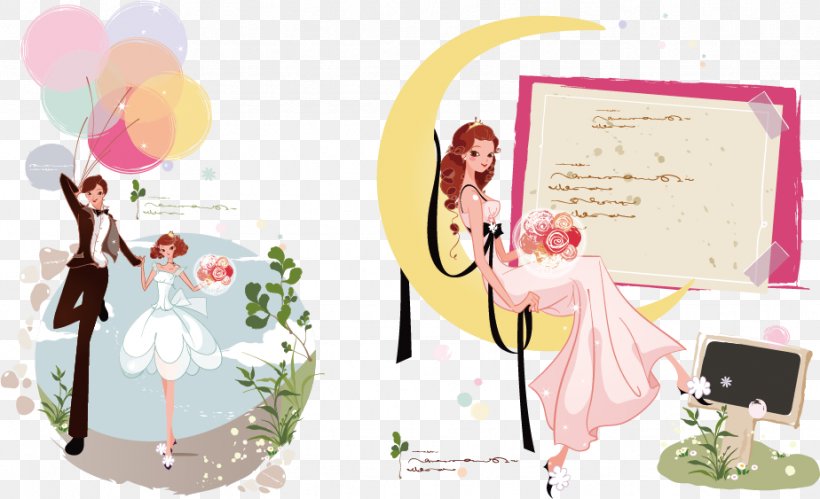Wedding Invitation Bridegroom Marriage, PNG, 924x563px, Wedding Invitation, Art, Bride, Bridegroom, Cartoon Download Free