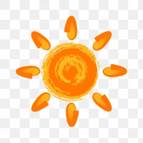 Hand Painted Orange Sun - Painting Sun Icon PNG