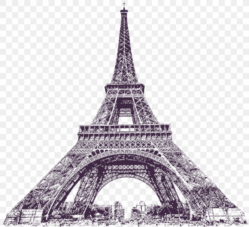 Eiffel Tower Champ De Mars Grand Palais Seine, PNG, 839x764px, Eiffel Tower, Arch, Black And White, Champ De Mars, Footage Download Free