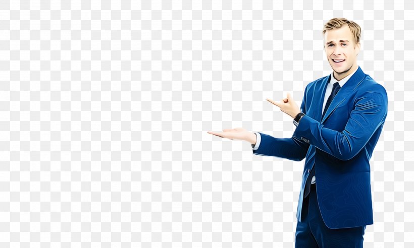 Standing Gesture Businessperson Business White-collar Worker, PNG, 2580x1548px, Watercolor, Business, Businessperson, Electric Blue, Employment Download Free