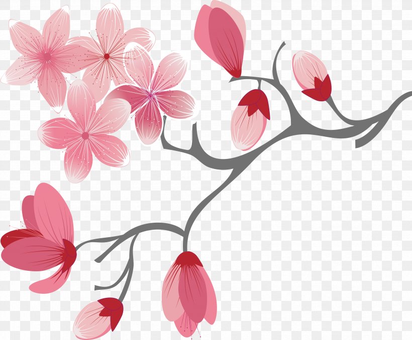 Cherry Blossom, PNG, 3343x2767px, Cherry Blossom, Blossom, Branch, Cartoon, Cherry Download Free