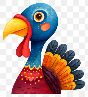 Cartoon Turkey Head - Colorful Turkey Illustration PNG
