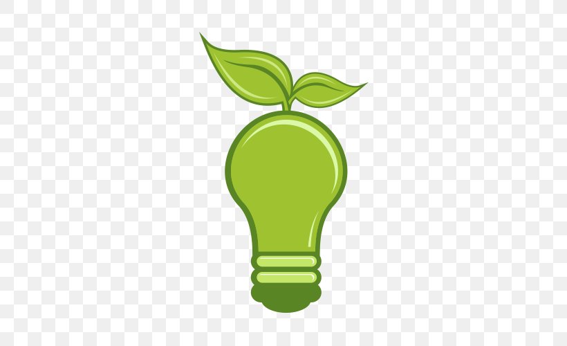 Incandescent Light Bulb Green Euclidean Vector, PNG, 500x500px, Light, Area, Bulb, Designer, Energy Conservation Download Free