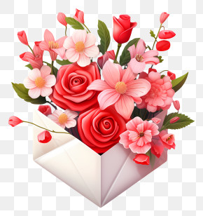 Envelope - Beautiful Flower Bouquet In Envelope PNG