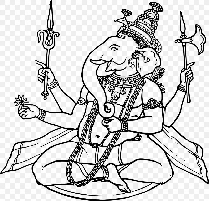 Ganesha Shiva Religion Hinduism Clip Art, PNG, 1280x1232px, Ganesha, Art, Black And White, Brahman, Coloring Book Download Free