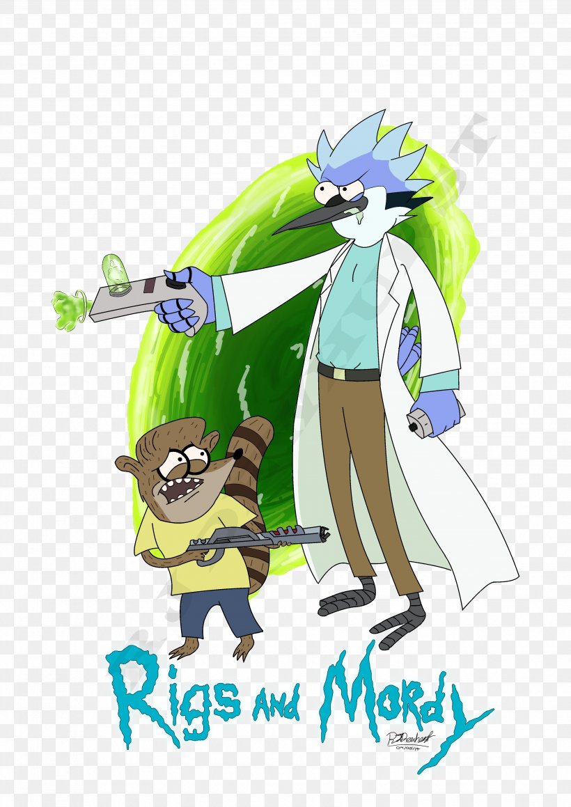 Mordecai Rigby Rick Sanchez Morty Smith Television Show, PNG, 3508x4961px, Watercolor, Cartoon, Flower, Frame, Heart Download Free