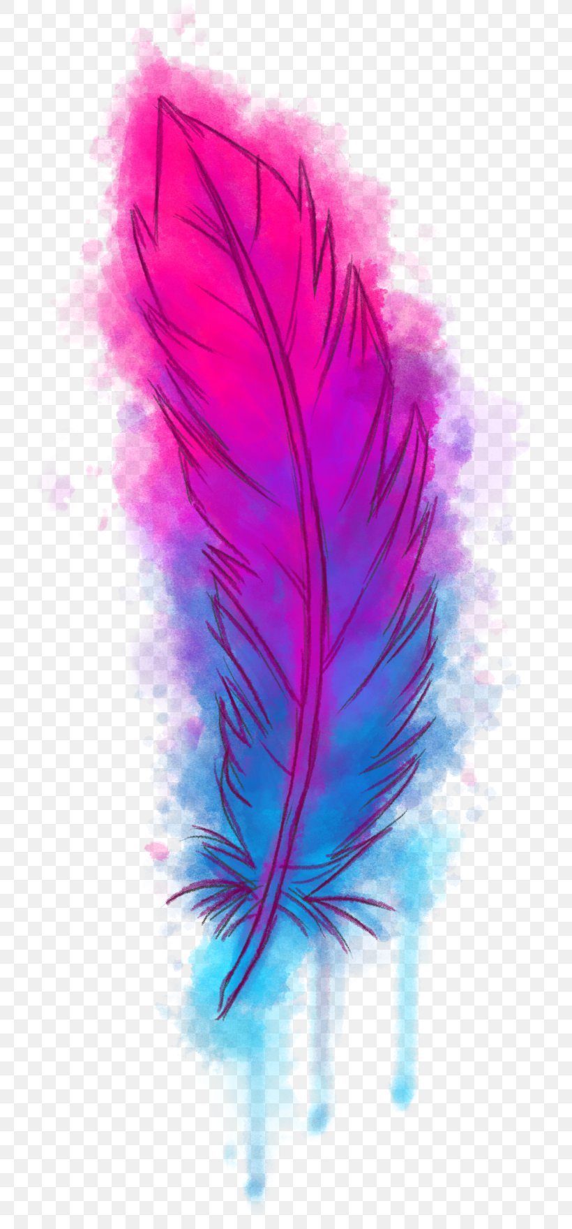 Feather Drawing Sticker Watercolor Painting, PNG, 717x1760px, Watercolor Flowers, Art, Deviantart, Drawing, Feather Download Free