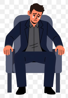 Depressed Man Sitting Alone In Chair PNG