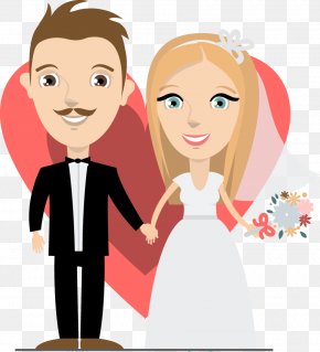 Cartoon Bride And Groom - Wedding Mug Gift Convite Witness PNG