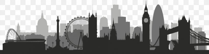 Skyline Silhouette Stock Photography, PNG, 991x259px, Skyline, Black And White, Building, City, City Of London Download Free