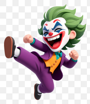 Chibi Joker - Cheerful Joker-style Clown PNG