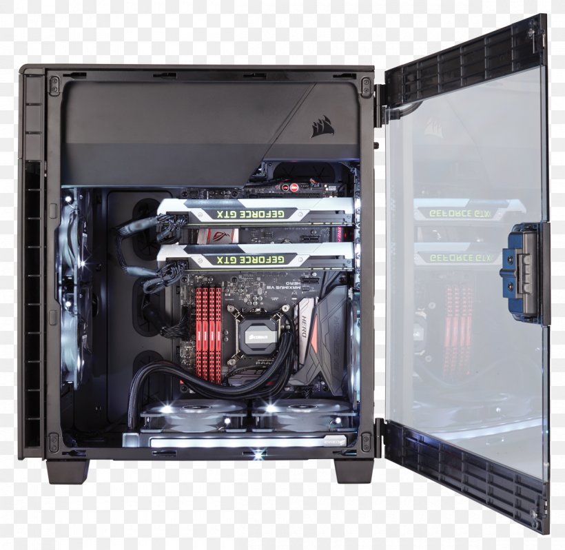 Computer Cases & Housings Power Supply Unit Corsair Carbide Clear 600C Inverse ATX Full Tower Case Corsair Carbide 600Q Inverse ATX Full Tower, PNG, 1200x1168px, Computer Cases Housings, Atx, Cable Management, Computer, Computer Case Download Free