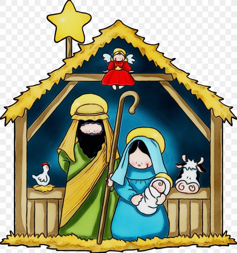 Nativity Scene Cartoon Interior Design, PNG, 1125x1200px, Watercolor ...