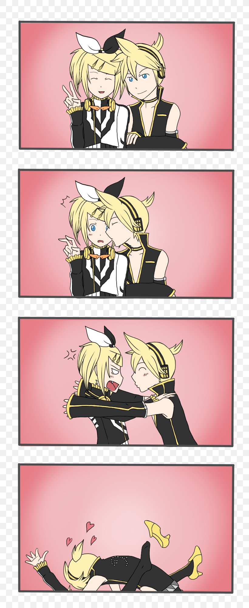 Kagamine Rin/Len Vocaloid Hatsune Miku Comics DeviantArt, PNG, 800x2000px, Watercolor, Cartoon, Flower, Frame, Heart Download Free