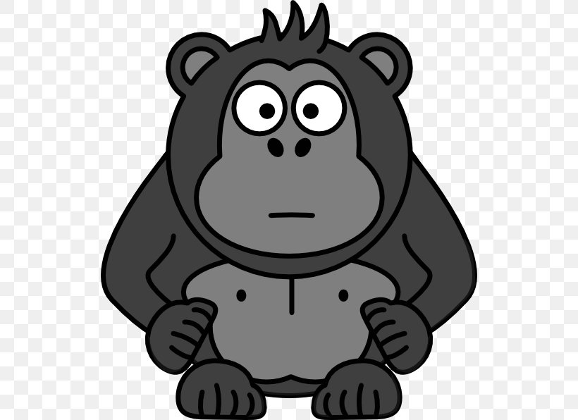 Gorilla Free Content Ape Clip Art, PNG, 534x596px, Gorilla, Ape, Bear, Black, Black And White Download Free