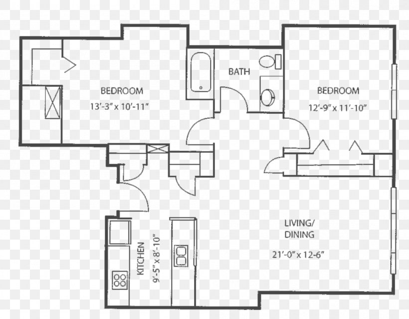 Park Square West Floor Plan Apartment Technical Drawing, PNG, 999x779px, Floor Plan, Air Conditioning, Apartment, Area, Black And White Download Free