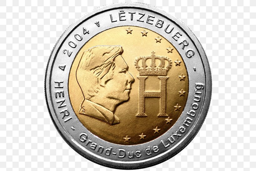 Luxembourg 2 Euro Commemorative Coins 2 Euro Coin Euro Coins, PNG, 550x550px, 2 Euro Coin, 2 Euro Commemorative Coins, Luxembourg, Cash, Coin Download Free
