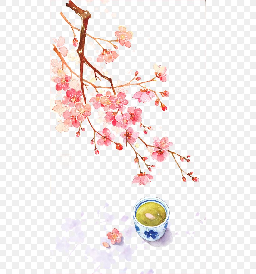 China Watercolor Painting Qingming Illustration, PNG, 500x877px, Watercolor Painting, Art, Bird And Flower Painting, Blossom, Branch Download Free