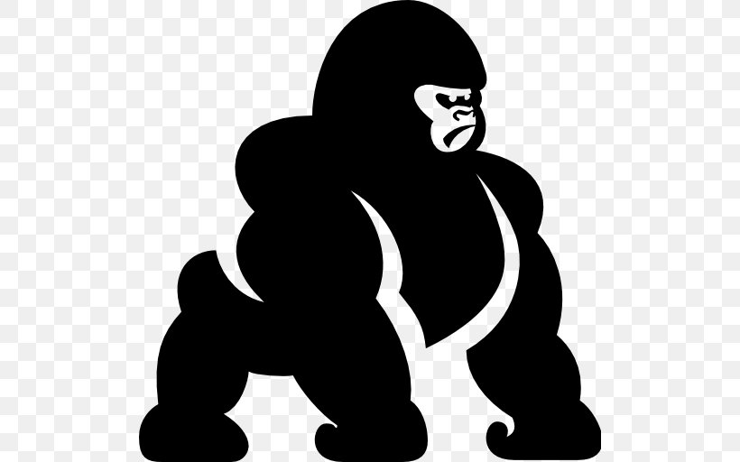 Ape Primate Clip Art, PNG, 512x512px, Ape, Black, Black And White, Fictional Character, Gorilla Download Free