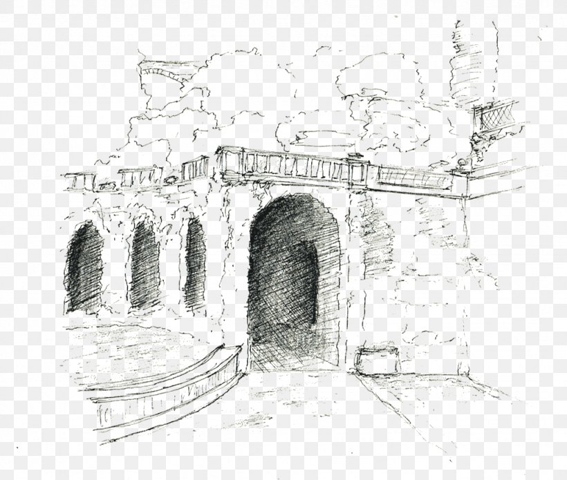 Villa D'Este Hadrian's Villa Trajan's Market Pompeii Sketch, PNG, 1024x869px, Pompeii, Arch, Architecture, Artwork, Black And White Download Free