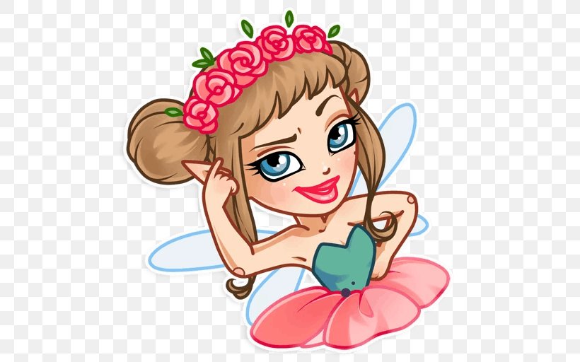 Telegram Sticker Fairy VKontakte Clip Art, PNG, 512x512px, Watercolor, Cartoon, Flower, Frame, Heart Download Free