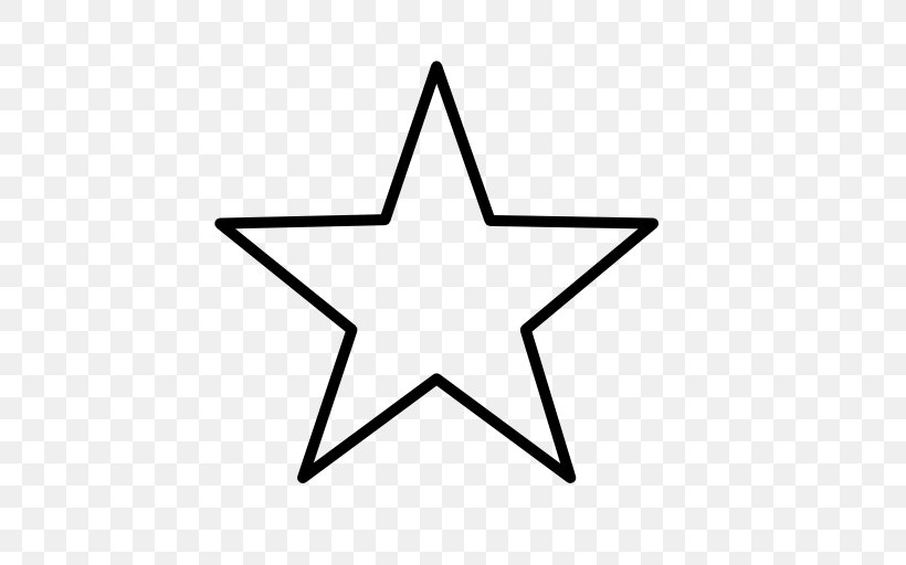 Five-pointed Star Symbol Drawing, PNG, 512x512px, Fivepointed Star, Area, Black And White, Drawing, Point Download Free