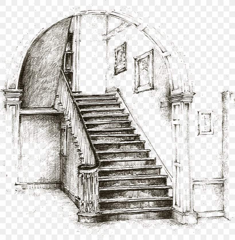 Stairs Drawing Carpentry Building Sketch, PNG, 1000x1024px, Stairs, Arch, Architecture, Art, Artwork Download Free