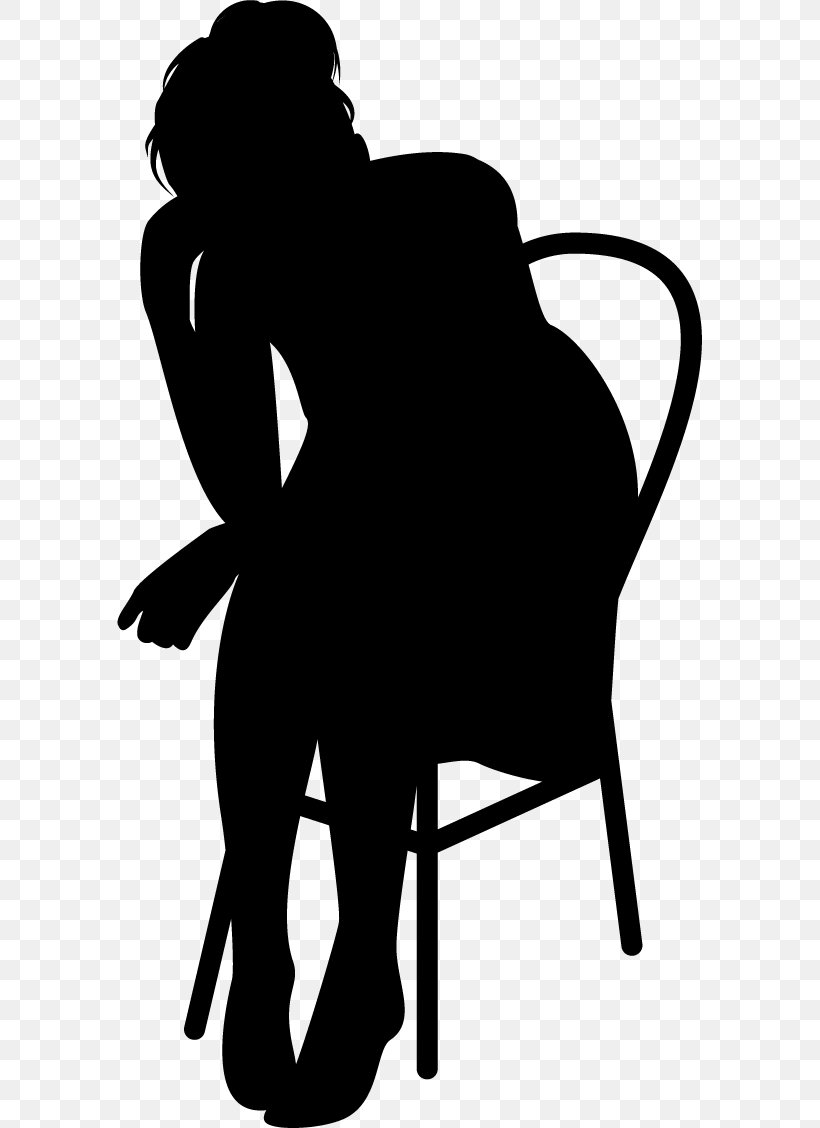 Chair Silhouette Sitting, PNG, 585x1128px, Chair, Black, Black And White, Human Behavior, Male Download Free