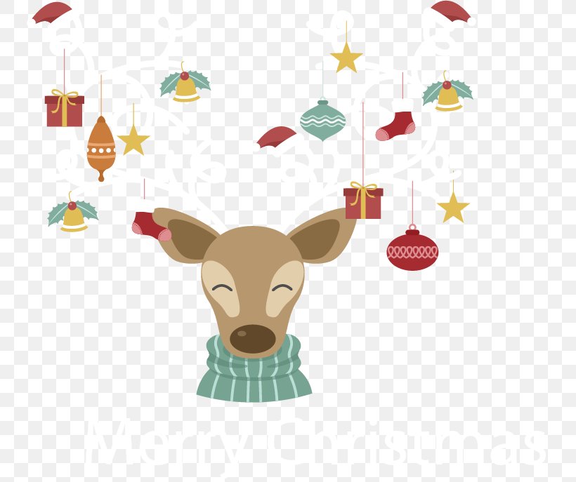 Reindeer Santa Claus Christmas Illustration, PNG, 743x687px, Reindeer, Antler, Cartoon, Christmas, Christmas Ornament Download Free
