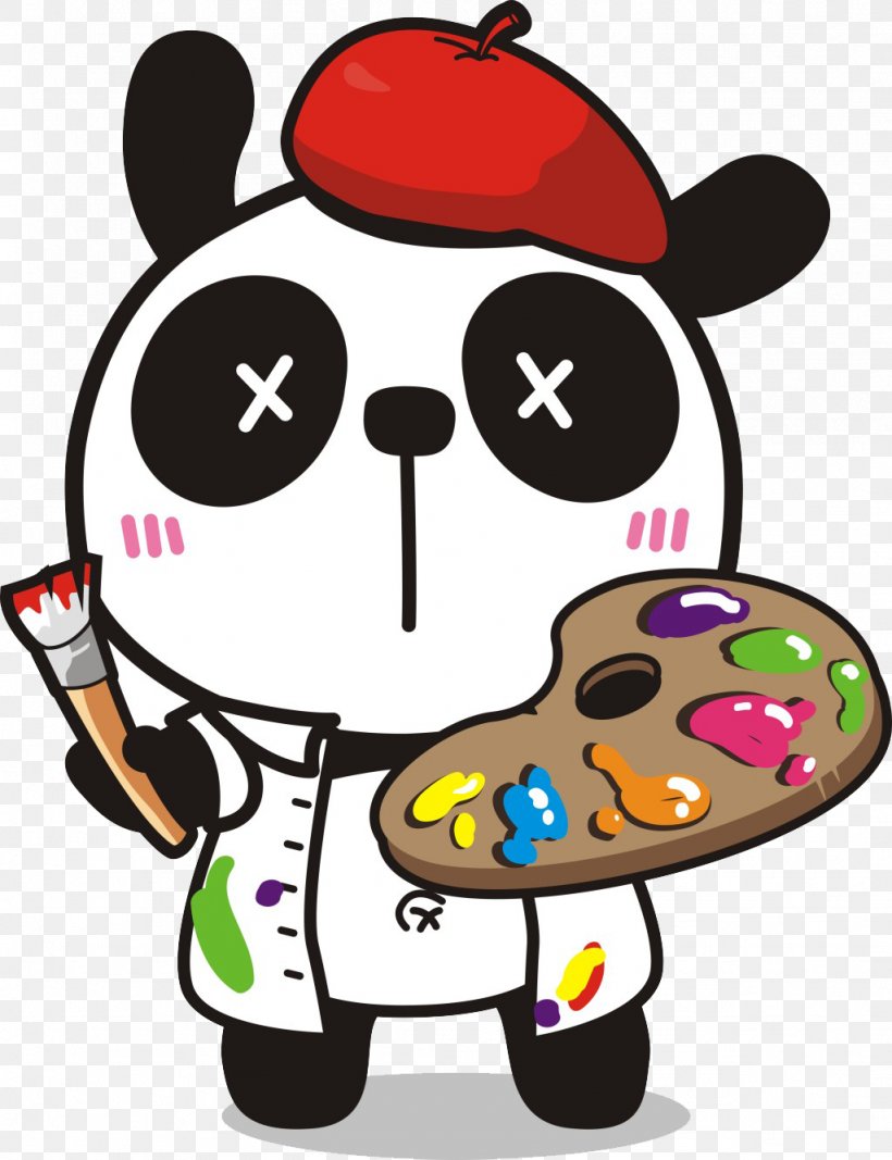 Giant Panda Painter Cartoon, PNG, 1024x1333px, Giant Panda, Art, Cartoon, Cartoonist, Comics Download Free