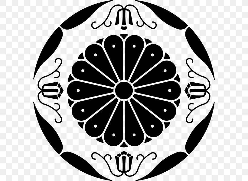 Japan Mon Lambang Bunga Seruni Symbol Coat Of Arms, PNG, 600x600px, Japan, Black, Black And White, Chrysanthemum, Coat Of Arms Download Free