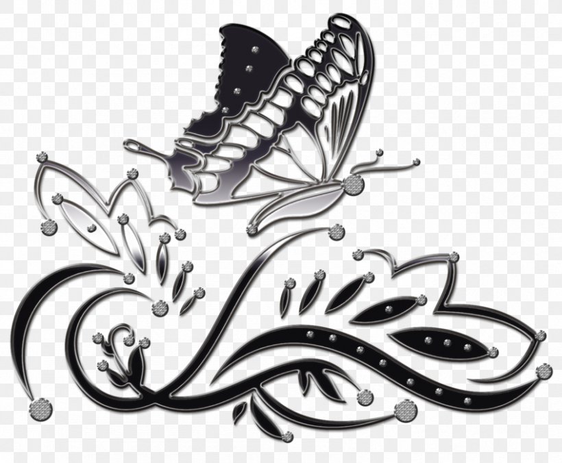 Butterfly Ornament Clip Art, PNG, 848x700px, Butterfly, Art, Black And White, Calligraphy, Color Download Free