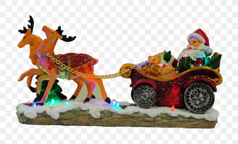 Reindeer Christmas Ornament Figurine Chariot, PNG, 1000x604px, Reindeer, Chariot, Christmas, Christmas Ornament, Deer Download Free