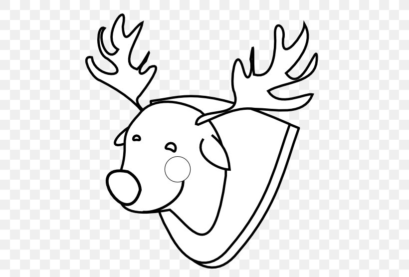 Reindeer Rudolph Black And White Clip Art, PNG, 555x555px, Watercolor, Cartoon, Flower, Frame, Heart Download Free