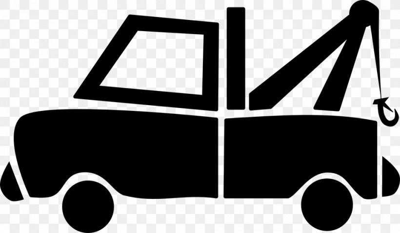 Car Pickup Truck Tow Truck Clip Art, PNG, 960x561px, Car, Black And White, Flatbed Truck, Logo, Monochrome Photography Download Free