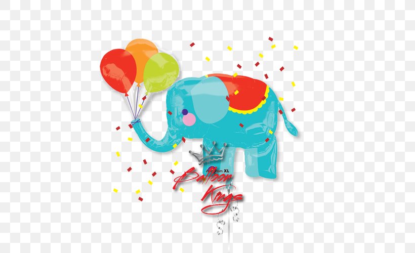 Balloon World Circus Mylar Balloon Elephantidae, PNG, 500x500px, Balloon, Art, Baby Shower, Balloon World, Birthday Download Free
