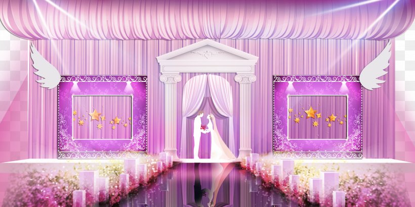 Wedding Purple Stage Chinese Marriage, PNG, 2200x1100px, Wedding, Ceremony, Chinese Marriage, Curtain, Decor Download Free