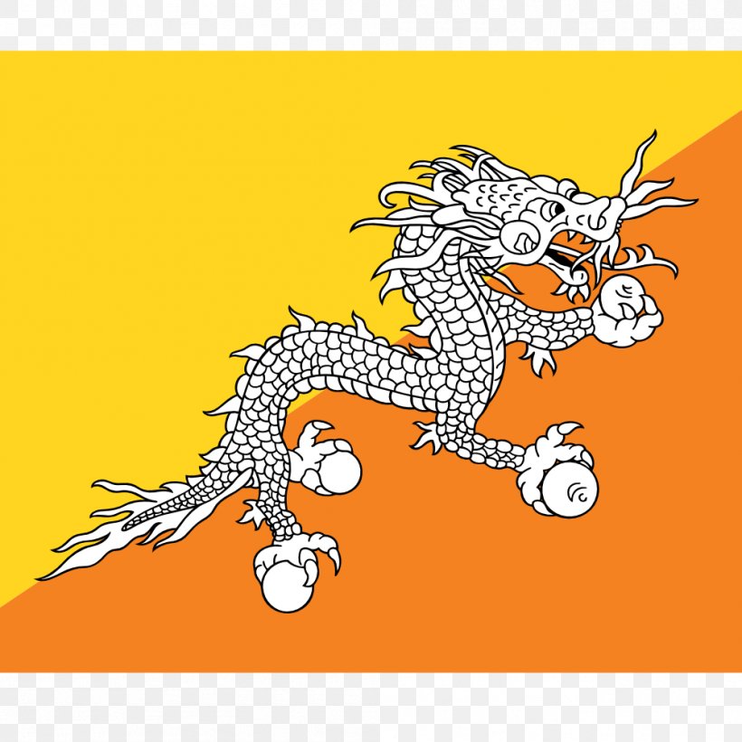 Flag Of Bhutan Flags And Capitals Map, PNG, 999x999px, Bhutan, Animal Figure, Area, Art, Cartoon Download Free