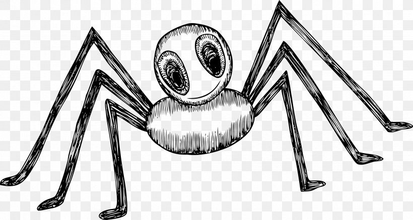 Spider Drawing, PNG, 2450x1306px, Spider, Auto Part, Black And White, Drawing, Line Art Download Free