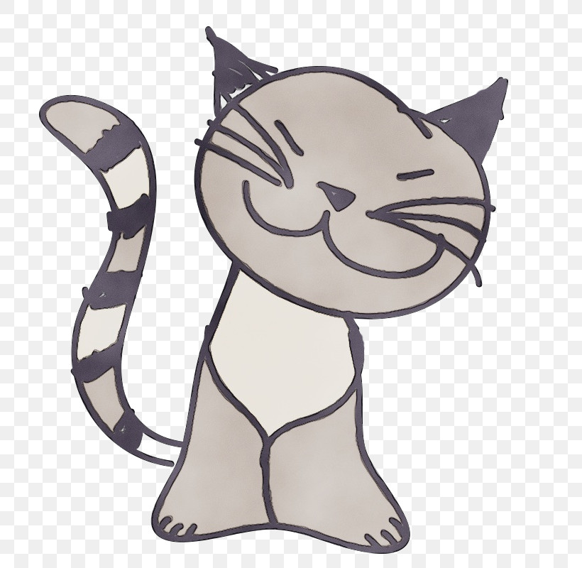 Cat Cartoon Small To Medium-sized Cats Whiskers Tail, PNG, 800x800px, Watercolor, Cartoon, Cat, Kitten, Paint Download Free
