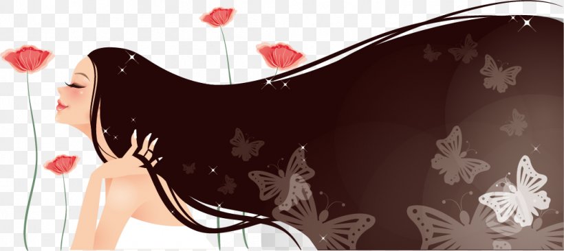 Woman Beauty Parlour Hair, PNG, 1043x466px, Watercolor, Cartoon, Flower, Frame, Heart Download Free
