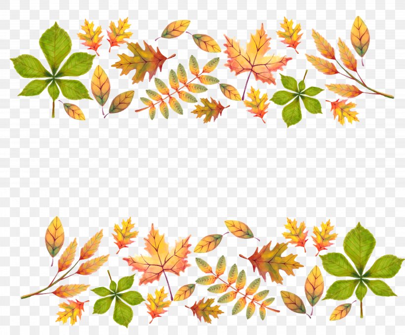 Painted Yellow Autumn Leaves Decoration, PNG, 4312x3575px, Autumn Leaves, Autumn, Branch, Clip Art, Color Download Free