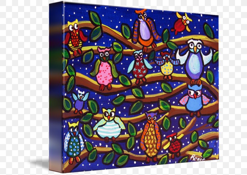 Visual Arts Gallery Wrap Canvas Owl, PNG, 650x583px, Visual Arts, Art, Canvas, Folk Art, Folk Music Download Free