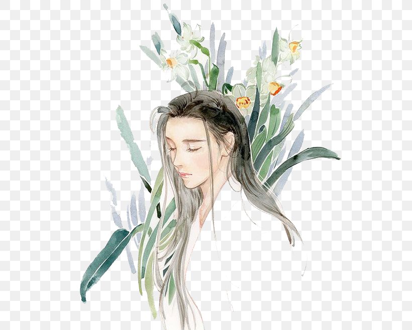 Long Hair, PNG, 658x658px, Watercolor, Cartoon, Flower, Frame, Heart Download Free