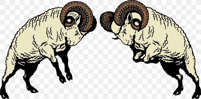 Sheep Ram Fighting Clip Art, PNG, 6984x3430px, Sheep, Black And White, Cattle Like Mammal, Cow Goat Family, Fauna Download Free