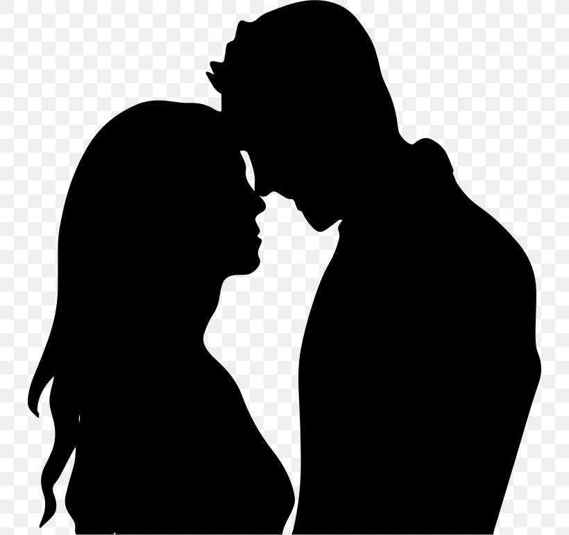 The Kiss Silhouette Couple Drawing Clip Art, PNG, 740x771px, Kiss, Black, Black And White, Couple, Drawing Download Free