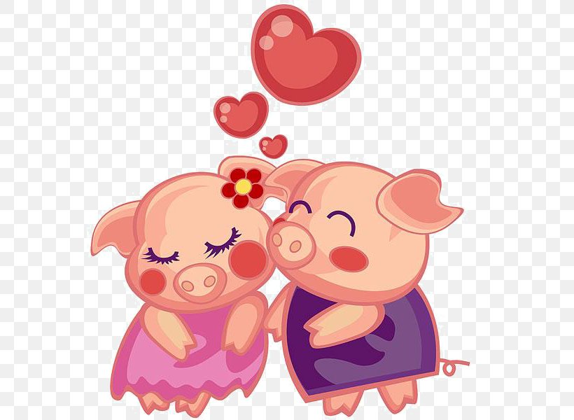 Domestic Pig Porky Pig Miss Piggy Cartoon, PNG, 572x600px, Watercolor, Cartoon, Flower, Frame, Heart Download Free