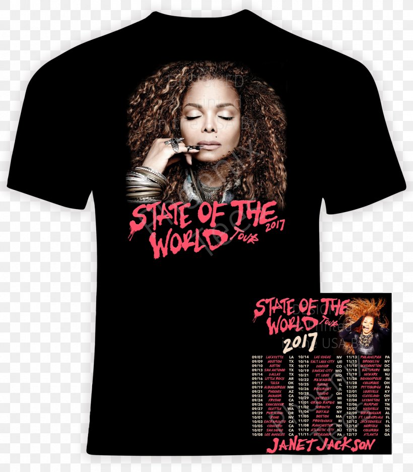 Janet Jackson T-shirt State Of The World Tour Unbreakable World Tour, PNG, 1120x1280px, Watercolor, Cartoon, Flower, Frame, Heart Download Free